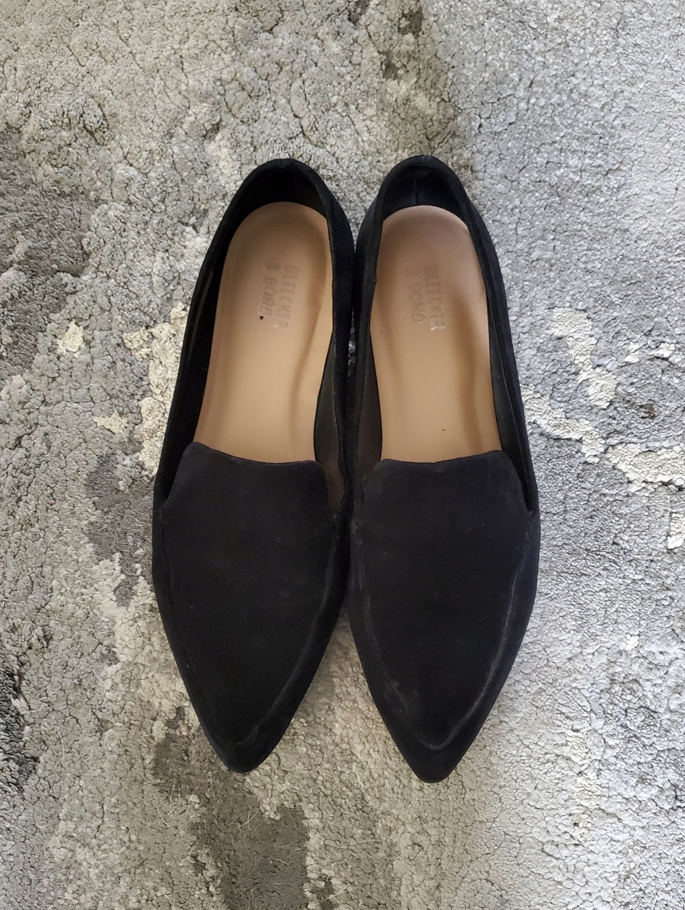 Bleecker & Bond Black Suede Pointed Toe Flats/Loafers